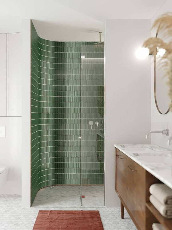 Zelená mozaika do koupelny inspirace